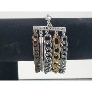 Jenny Bird Austin Cuff Mixed Metal Layered Chain Bracelet Fabfitfun New In Pouch